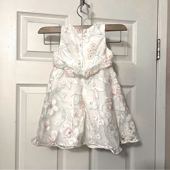 Bonnie Baby White & Pink Floral Sleeveless Sheer Dress Sz 12 MO - Picture 1 of 4
